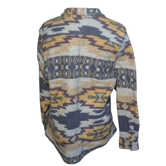 Raw Yarn Mens Aztec Southwest Fleece Button Up Shirt Jacket Large Tribal Print - Picture 6 of 6